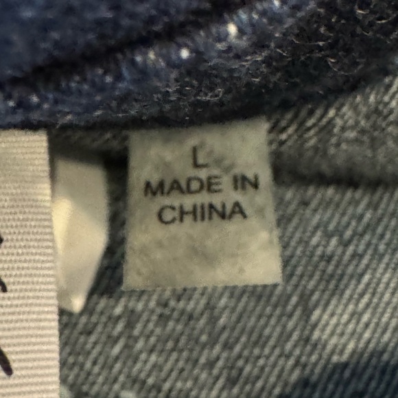 NY Collection Denim Jacket Sz L Blue Dark Wash 100% Cotton Embroidered Patchwork - Picture 9 of 16